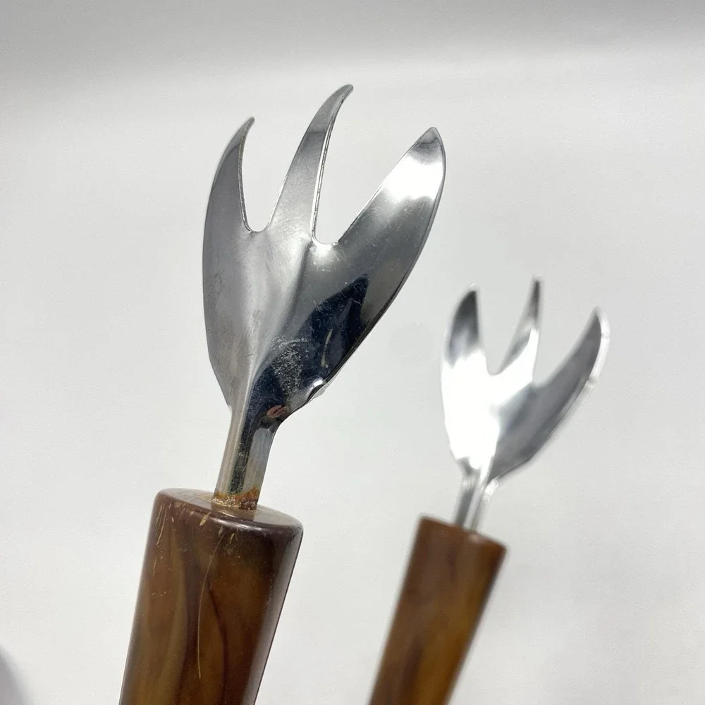 Vtg 4 Barware Utensils Marbled Faux Horn Bottle Opener Cheese Slicer‎ Tongs Fork